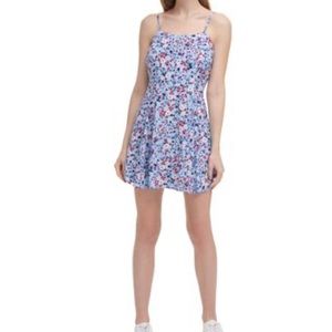 Calvin Klein Floral Mini Dress with Spaghetti Straps, Size XS